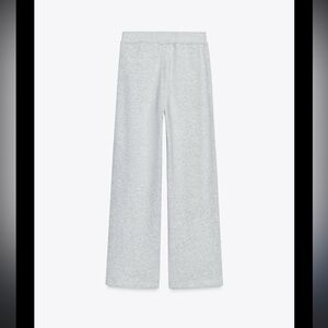 Zara light grey high waist wide leg fleece pants